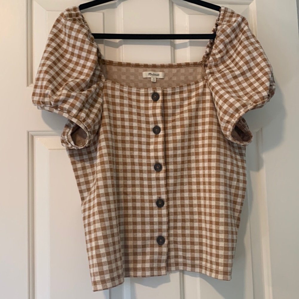 Madewell gingham off the shoulder top size xl